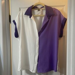 Two-Tone Purple and White womens Shirt
